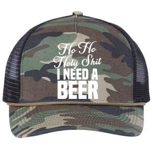 Ho Ho Holy Shit I Need A Beer Funny Christmas Drinking Gift Retro Rope Trucker Hat Cap