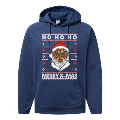 Ho Ho Ho The Cool Santa Claus Is Coming To The Party Gift Performance Fleece Hoodie