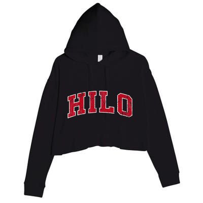 Hilo Hawaii Hi Vintage Sports Design Red Design Crop Fleece Hoodie