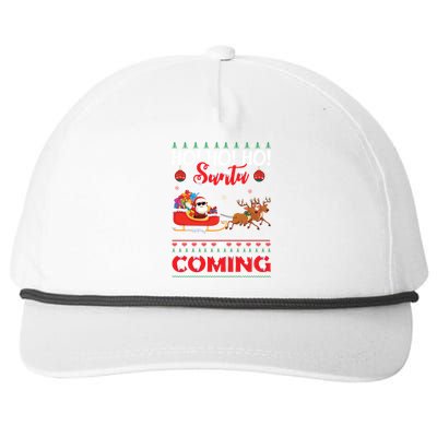 Ho Ho Ho Santa Claus Is Coming Ugly Christmas Print Gift Snapback Five-Panel Rope Hat