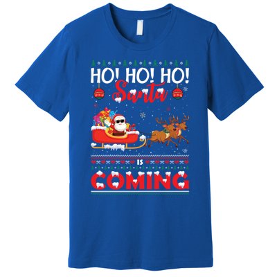 Ho Ho Ho Santa Claus Is Coming Ugly Christmas Print Gift Premium T-Shirt