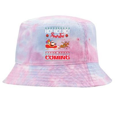 Ho Ho Ho Santa Claus Is Coming Ugly Christmas Print Gift Tie-Dyed Bucket Hat