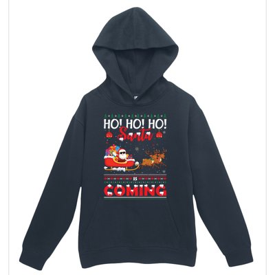 Ho Ho Ho Santa Claus Is Coming Ugly Christmas Print Gift Urban Pullover Hoodie