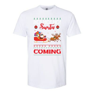 Ho Ho Ho Santa Claus Is Coming Ugly Christmas Print Gift Softstyle® CVC T-Shirt