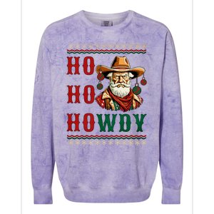 Ho Ho Howdy Ugly Christmas Sweater Style Cowboy Santa Colorblast Crewneck Sweatshirt