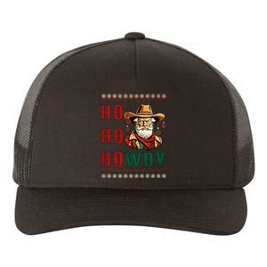 Ho Ho Howdy Ugly Christmas Sweater Style Cowboy Santa Yupoong Adult 5-Panel Trucker Hat