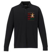 Ho Ho Howdy Ugly Christmas Sweater Style Cowboy Santa Performance Long Sleeve Polo