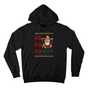 Ho Ho Howdy Ugly Christmas Sweater Style Cowboy Santa Hoodie