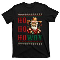 Ho Ho Howdy Ugly Christmas Sweater Style Cowboy Santa T-Shirt