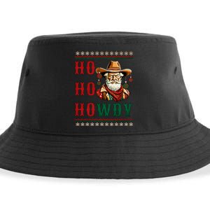 Ho Ho Howdy Ugly Christmas Sweater Style Cowboy Santa Sustainable Bucket Hat