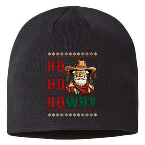 Ho Ho Howdy Ugly Christmas Sweater Style Cowboy Santa Sustainable Beanie