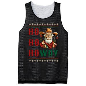 Ho Ho Howdy Ugly Christmas Sweater Style Cowboy Santa Mesh Reversible Basketball Jersey Tank