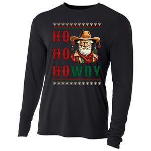 Ho Ho Howdy Ugly Christmas Sweater Style Cowboy Santa Cooling Performance Long Sleeve Crew