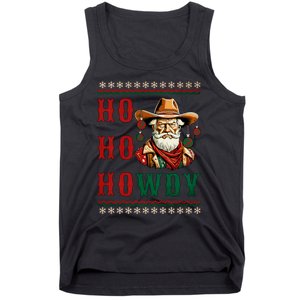 Ho Ho Howdy Ugly Christmas Sweater Style Cowboy Santa Tank Top