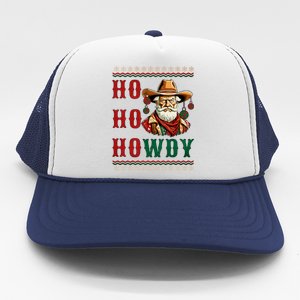 Ho Ho Howdy Ugly Christmas Sweater Style Cowboy Santa Trucker Hat