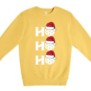 Ho Ho Ho Funny Christmas Pickleball Santa Claus Hat Meme Meaningful Gift Premium Crewneck Sweatshirt