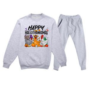 Happy HalloThanksMas Halloween Thanksgiving Xmas Chicken Premium Crewneck Sweatsuit Set