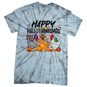 Happy HalloThanksMas Halloween Thanksgiving Xmas Chicken Tie-Dye T-Shirt