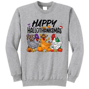 Happy HalloThanksMas Halloween Thanksgiving Xmas Chicken Tall Sweatshirt