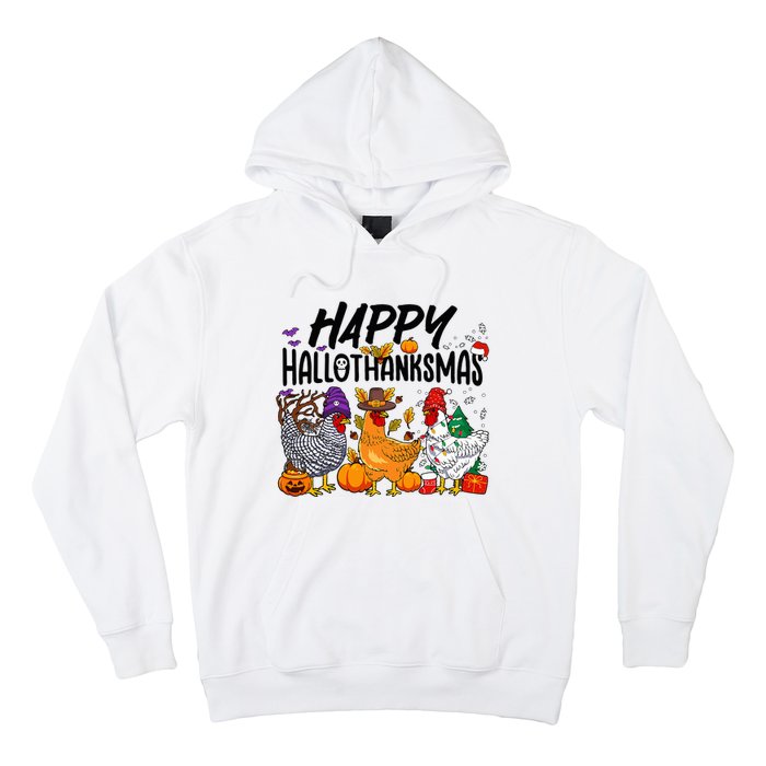 Happy HalloThanksMas Halloween Thanksgiving Xmas Chicken Hoodie