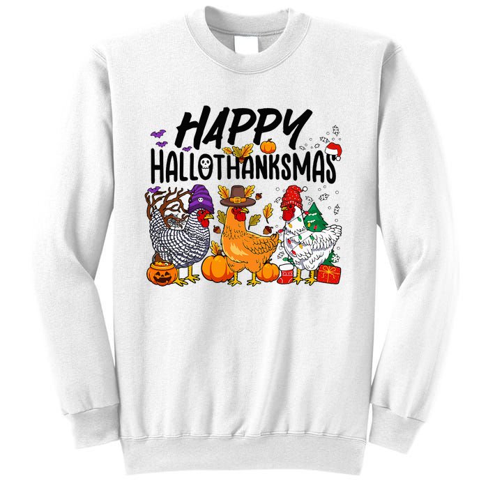 Happy HalloThanksMas Halloween Thanksgiving Xmas Chicken Sweatshirt