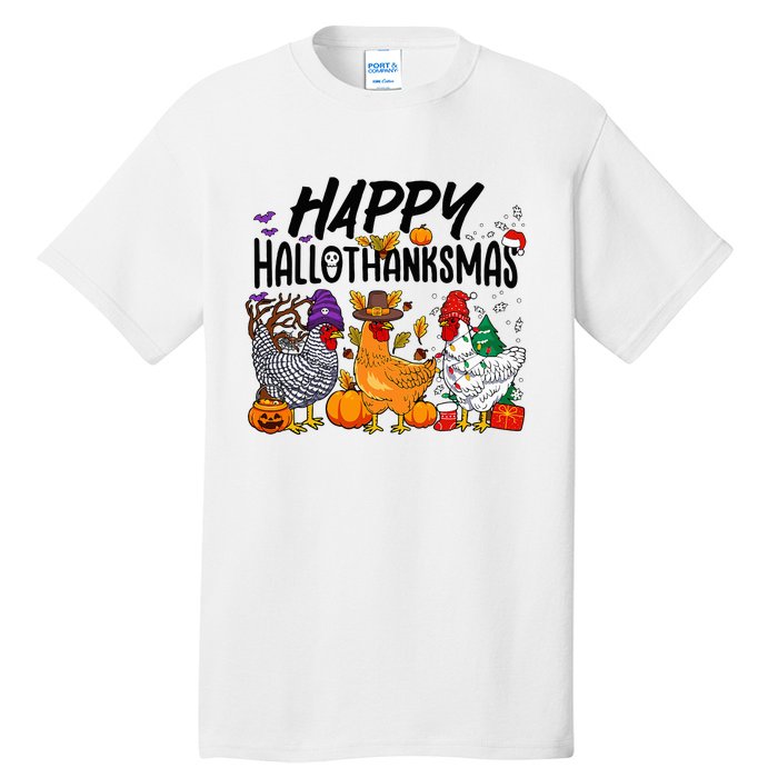 Happy HalloThanksMas Halloween Thanksgiving Xmas Chicken Tall T-Shirt