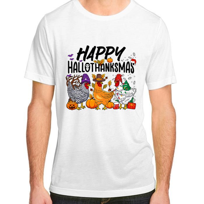 Happy HalloThanksMas Halloween Thanksgiving Xmas Chicken Adult ChromaSoft Performance T-Shirt