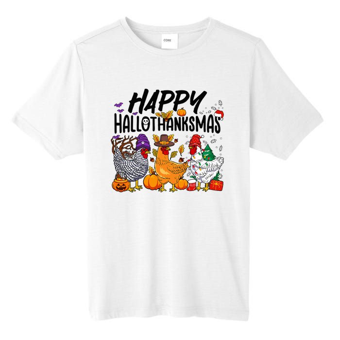 Happy HalloThanksMas Halloween Thanksgiving Xmas Chicken Tall Fusion ChromaSoft Performance T-Shirt