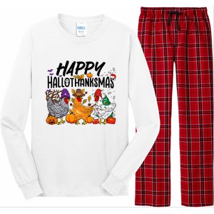 Happy HalloThanksMas Halloween Thanksgiving Xmas Chicken Long Sleeve Pajama Set