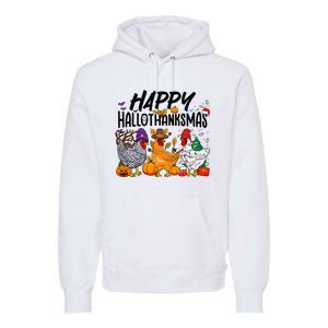 Happy HalloThanksMas Halloween Thanksgiving Xmas Chicken Premium Hoodie