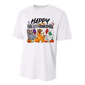 Happy HalloThanksMas Halloween Thanksgiving Xmas Chicken Performance Sprint T-Shirt