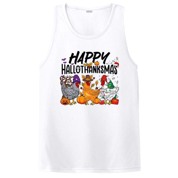 Happy HalloThanksMas Halloween Thanksgiving Xmas Chicken PosiCharge Competitor Tank