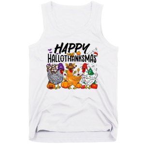 Happy HalloThanksMas Halloween Thanksgiving Xmas Chicken Tank Top