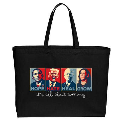 Hope Hate Heal Grow ItS All About Timing Cotton Canvas Jumbo Tote