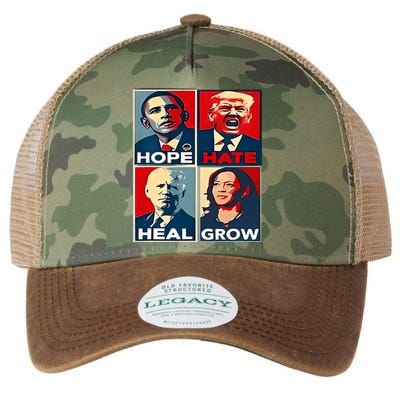 Hope Hate Heal Grow 2024 Vintage Legacy Tie Dye Trucker Hat