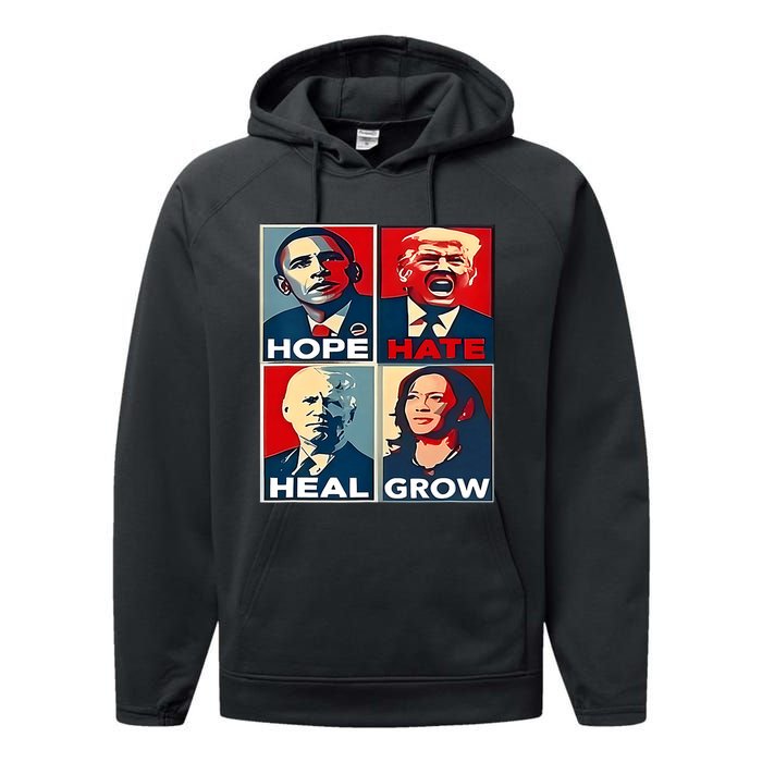 Hope Hate Heal Grow 2024 Vintage Performance Fleece Hoodie