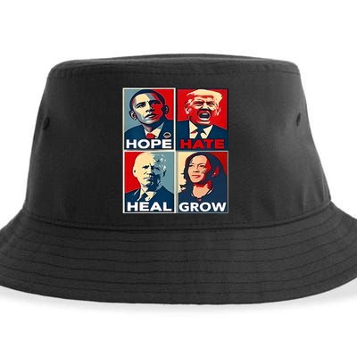 Hope Hate Heal Grow 2024 Vintage Sustainable Bucket Hat