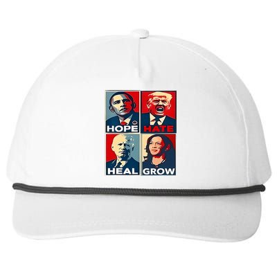 Hope Hate Heal Grow 2024 Vintage Snapback Five-Panel Rope Hat