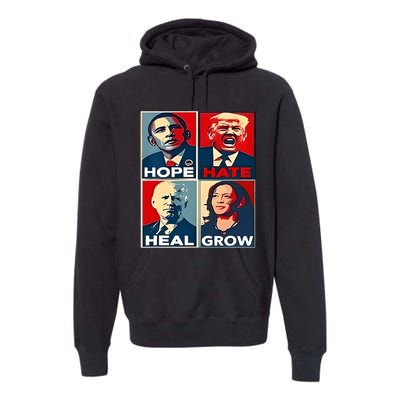 Hope Hate Heal Grow 2024 Vintage Premium Hoodie