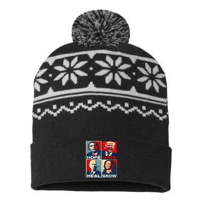 Hope Hate Heal Grow 2024 Vintage USA-Made Snowflake Beanie