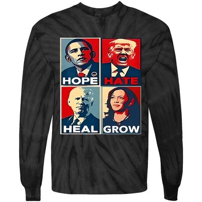 Hope Hate Heal Grow 2024 Vintage Tie-Dye Long Sleeve Shirt