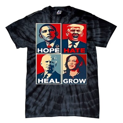 Hope Hate Heal Grow 2024 Vintage Tie-Dye T-Shirt