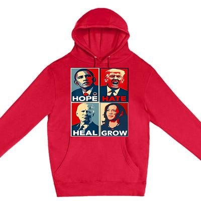 Hope Hate Heal Grow 2024 Vintage Premium Pullover Hoodie