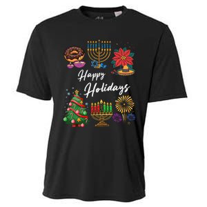 Happy Holidays Hanukkah Feliz Navidad Christmas Kwanzaa Cooling Performance Crew T-Shirt