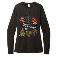 Happy Holidays Hanukkah Feliz Navidad Christmas Kwanzaa Womens CVC Long Sleeve Shirt