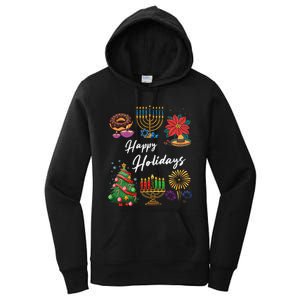 Happy Holidays Hanukkah Feliz Navidad Christmas Kwanzaa Women's Pullover Hoodie