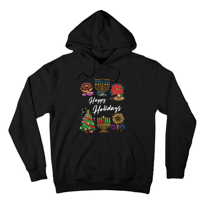 Happy Holidays Hanukkah Feliz Navidad Christmas Kwanzaa Tall Hoodie