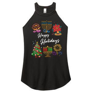 Happy Holidays Hanukkah Feliz Navidad Christmas Kwanzaa Women's Perfect Tri Rocker Tank