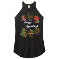 Happy Holidays Hanukkah Feliz Navidad Christmas Kwanzaa Women's Perfect Tri Rocker Tank