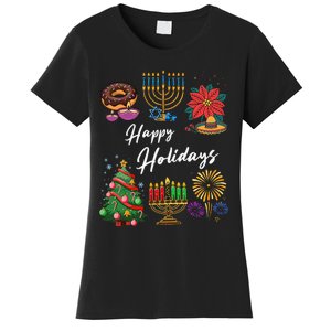 Happy Holidays Hanukkah Feliz Navidad Christmas Kwanzaa Women's T-Shirt